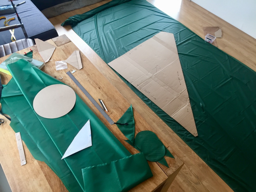 Cutting silnylon for making a tent fly